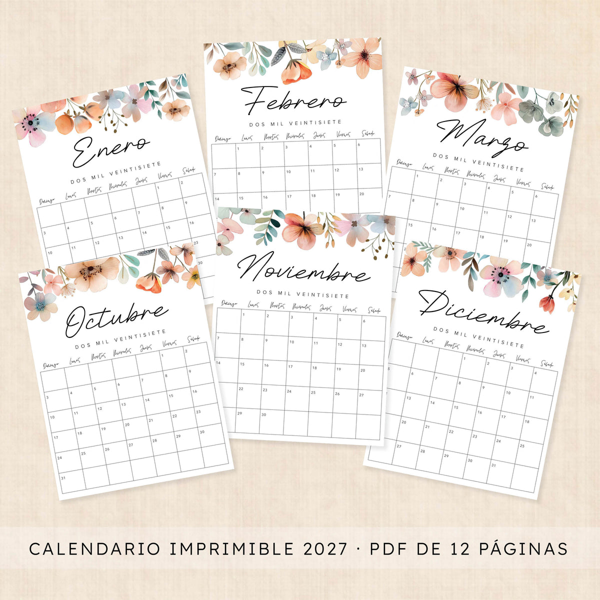 calendario 2027 para imprimir