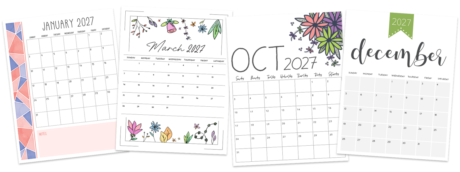 printable 2027 calendar