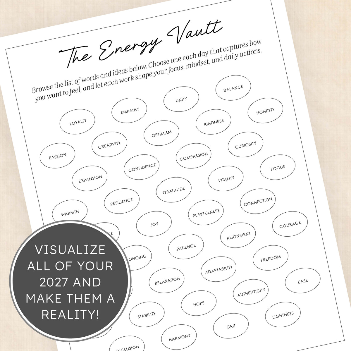 2027 Vision Board: 63-Page PDF Workbook