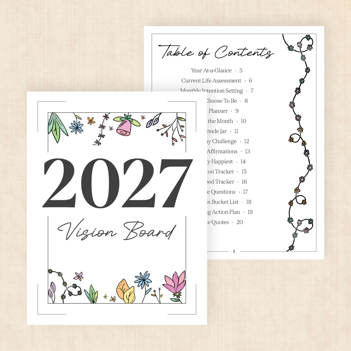 2027 Vision Board: 63-Page PDF Workbook