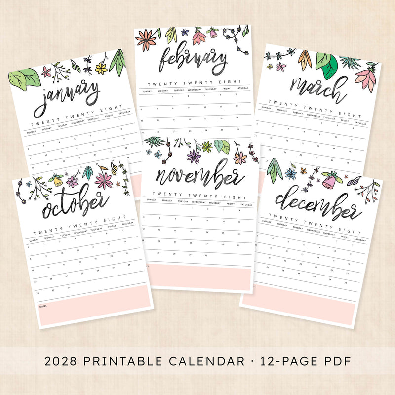 2028 calendar printable