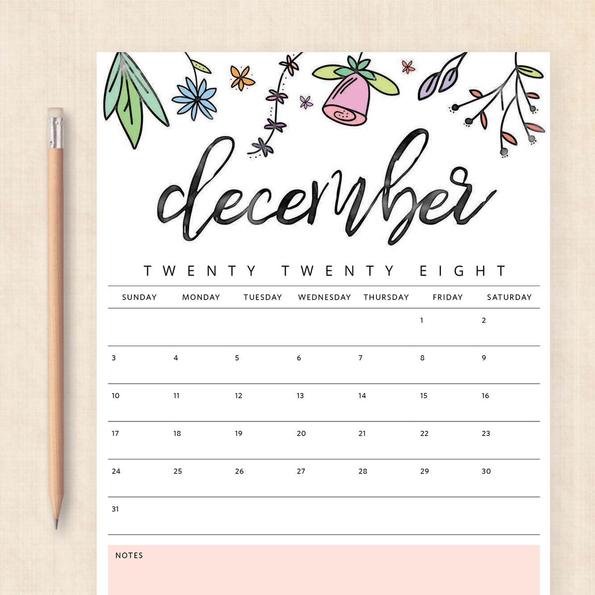 2028 calendar printable