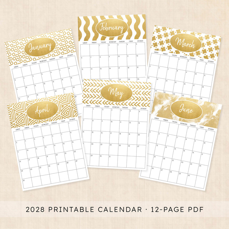 2028 calendar printable