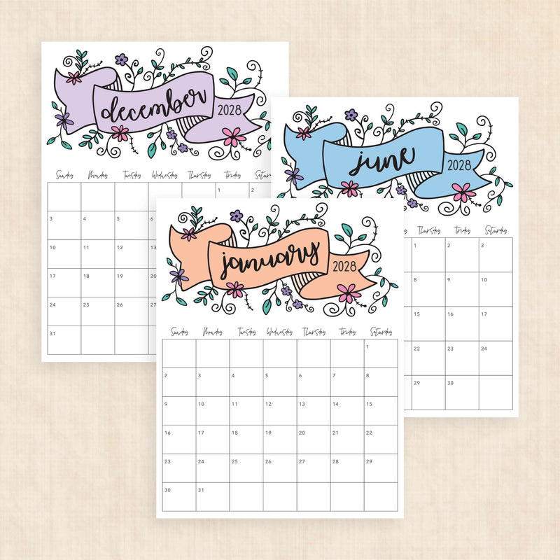2028 calendar printable