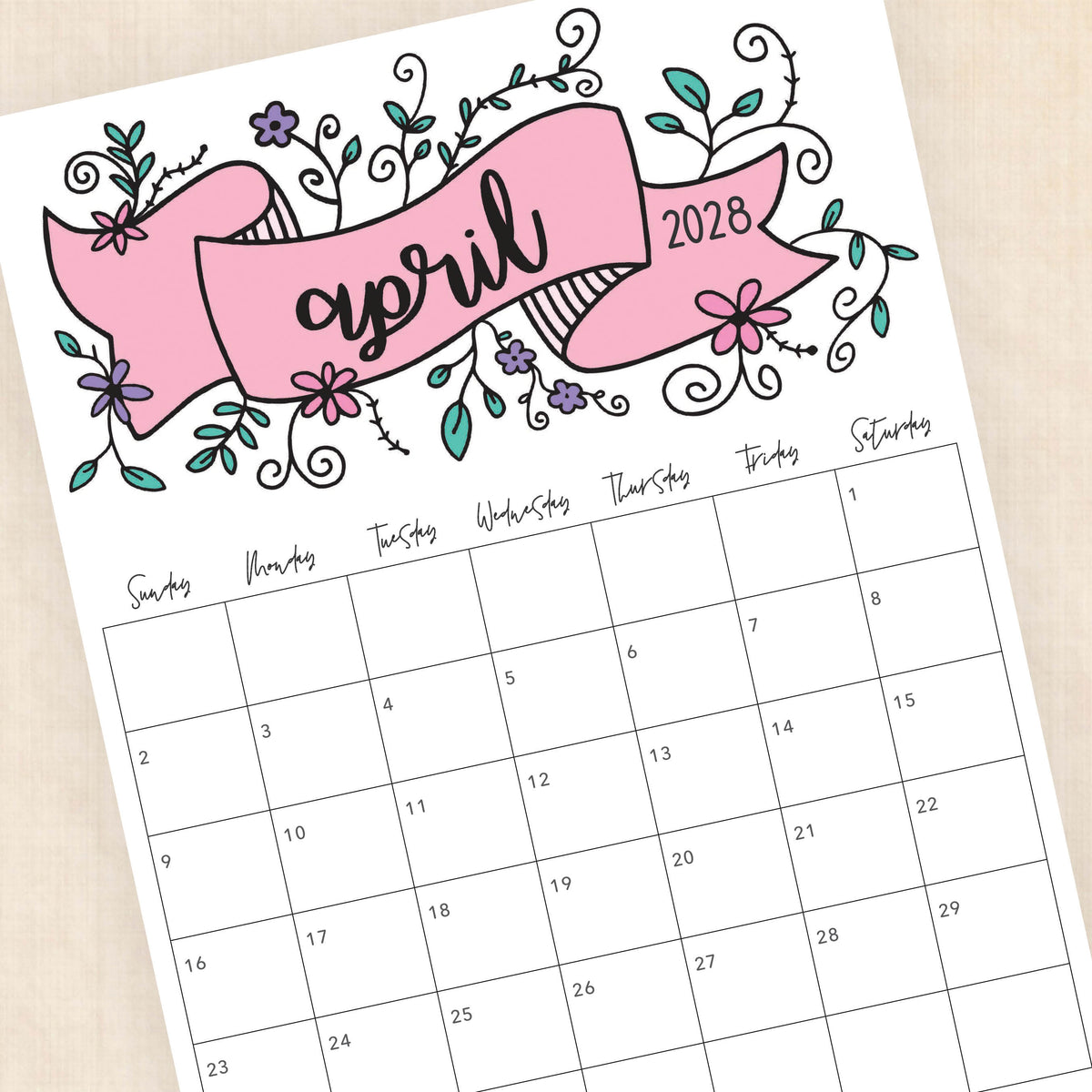 2028 calendar printable