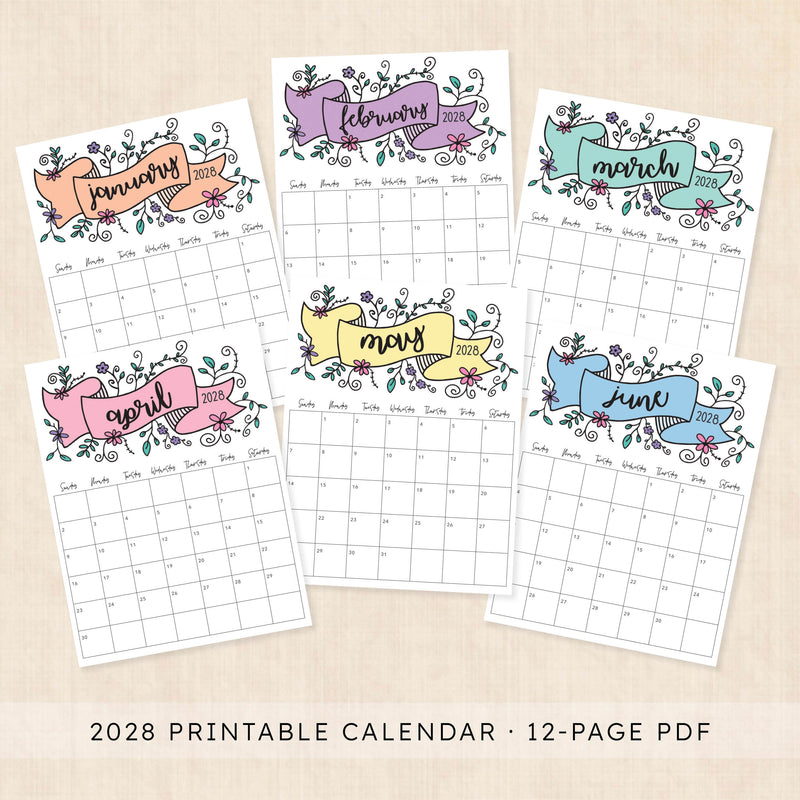 2028 calendar printable