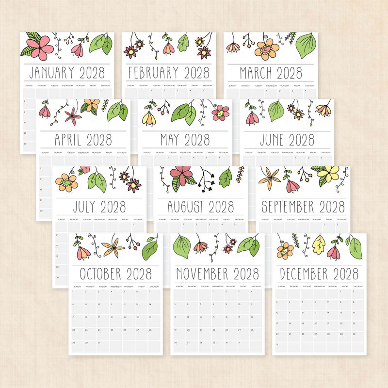 2028 calendar printable