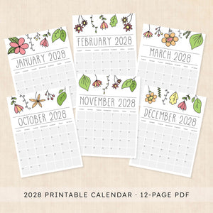 2028 calendar printable