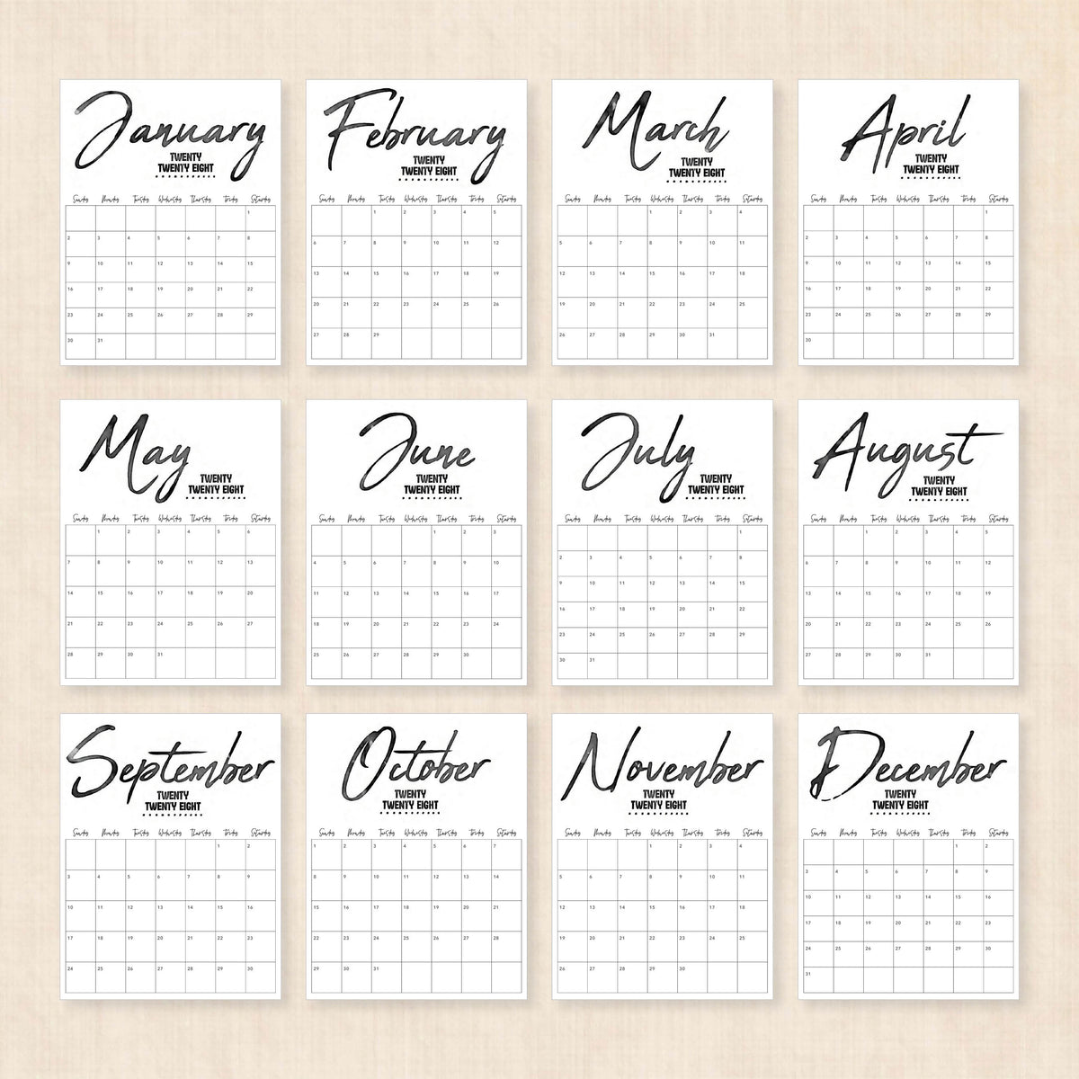 2028 calendar printable