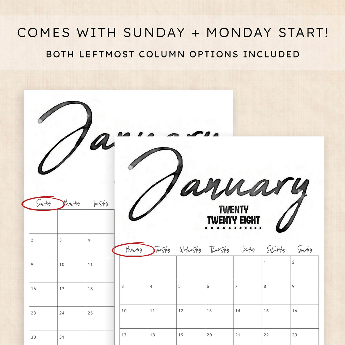2028 calendar printable