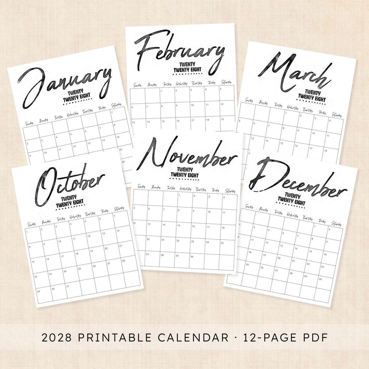 2028 calendar printable