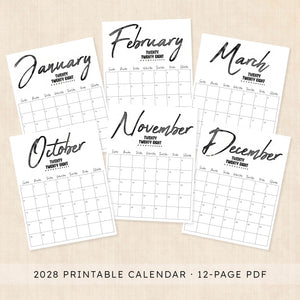 2028 calendar printable
