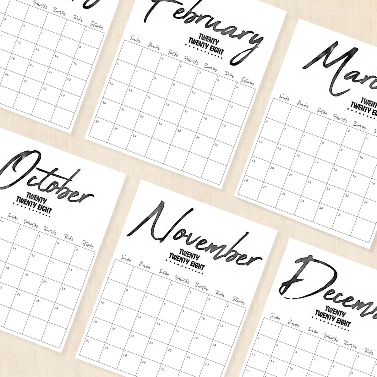 2028 calendar printable