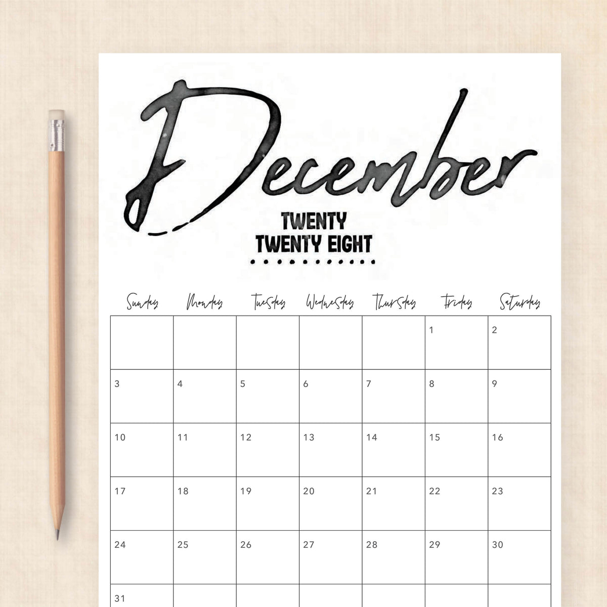 2028 calendar printable