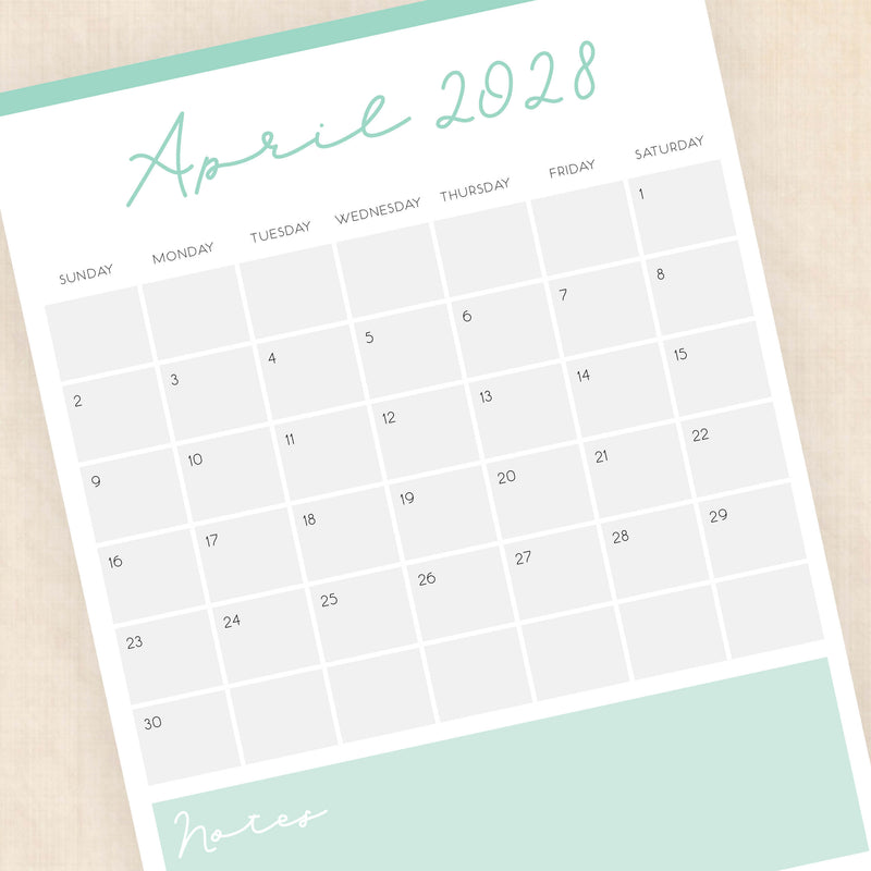 2028 calendar printable