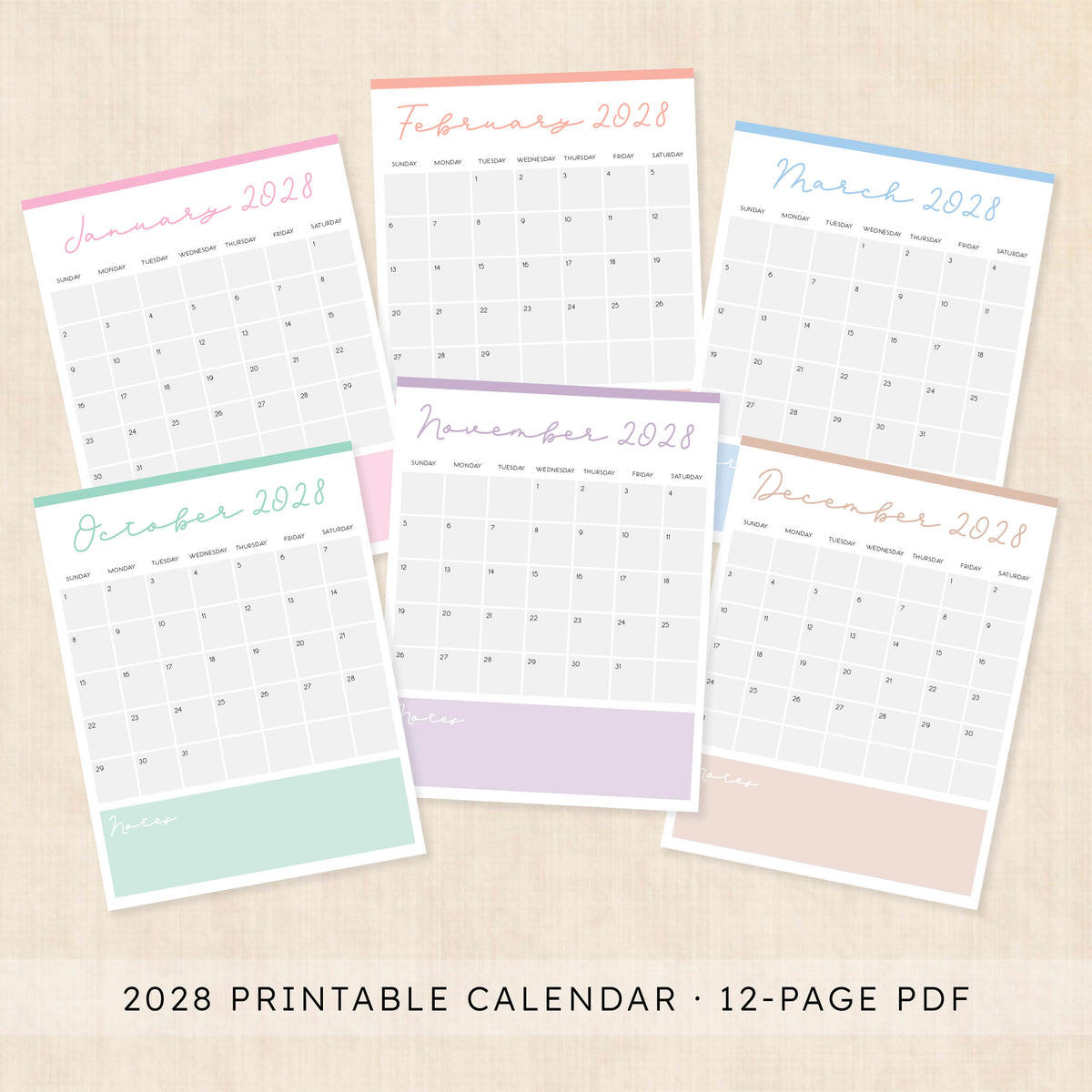 2028 calendar printable