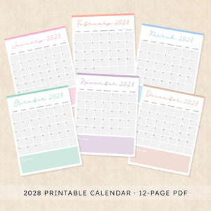 2028 calendar printable