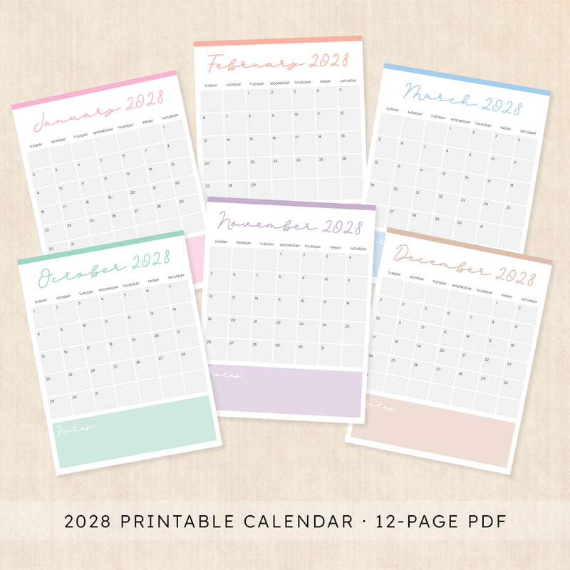 2028 calendar printable