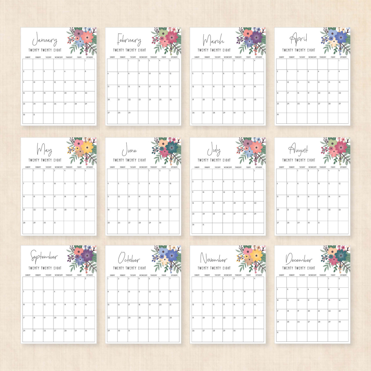 2028 calendar printable