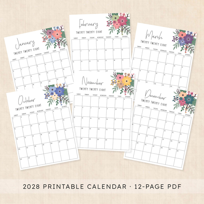 2028 calendar printable