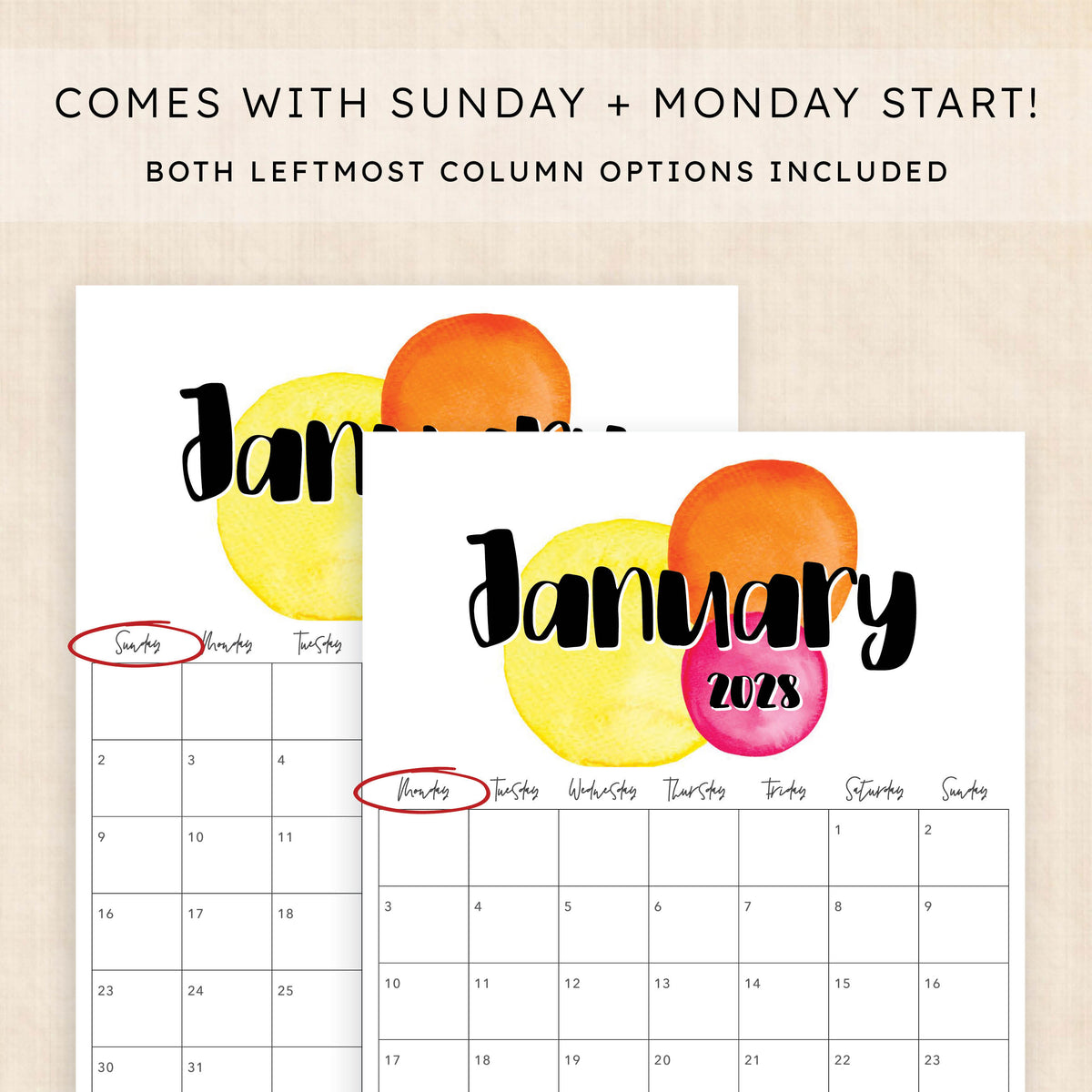 2028 calendar printable