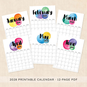 2028 calendar printable