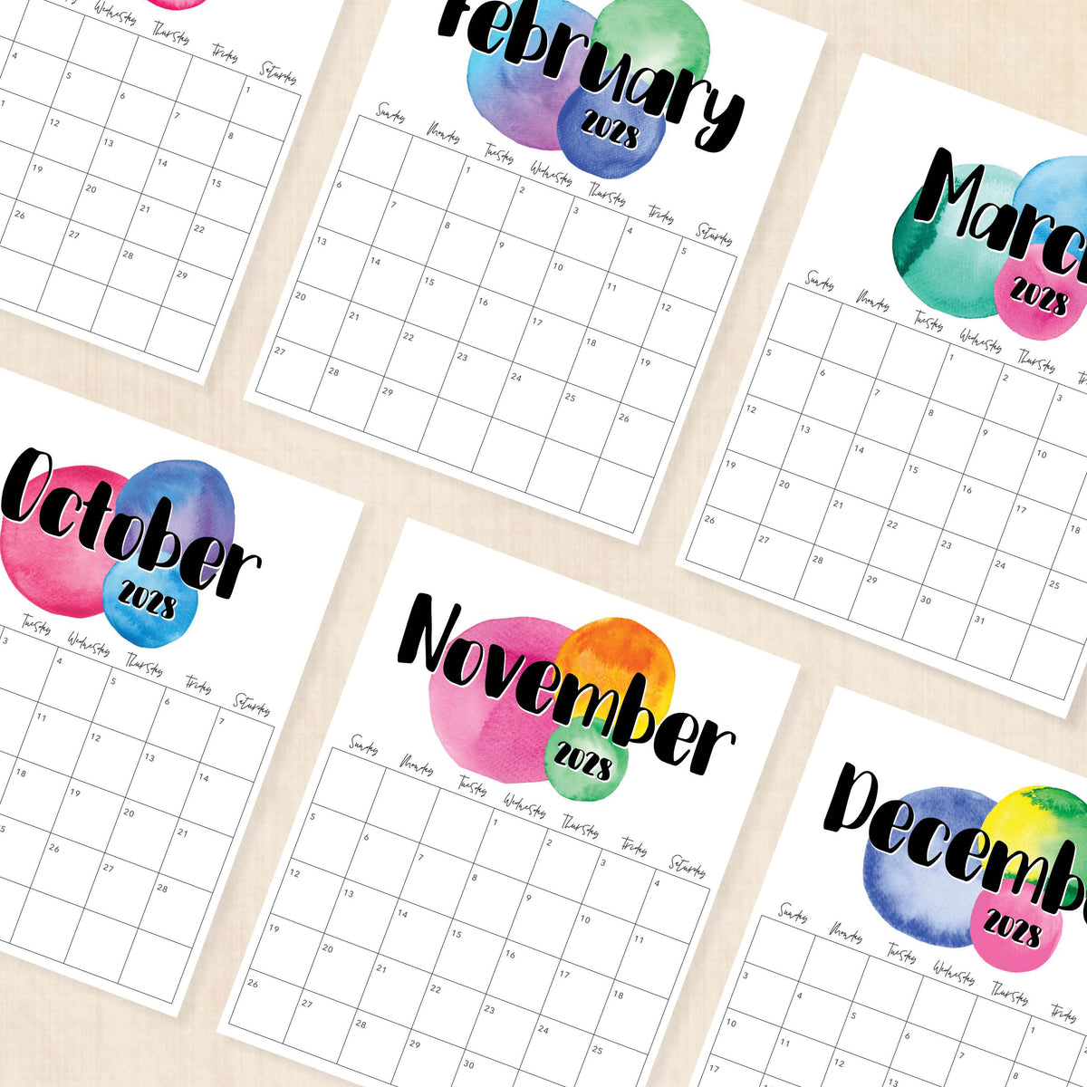 2028 calendar printable