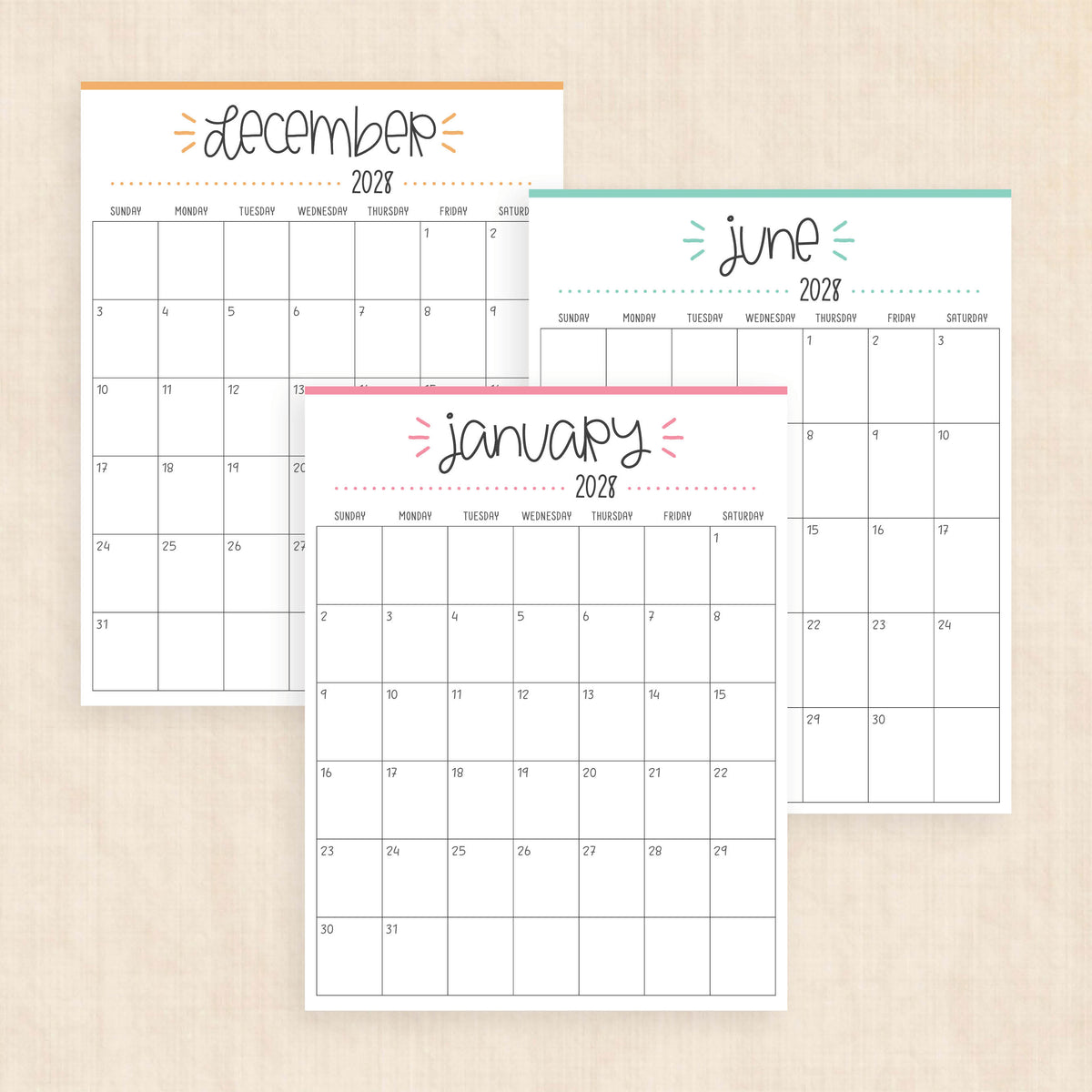 2028 calendar printable