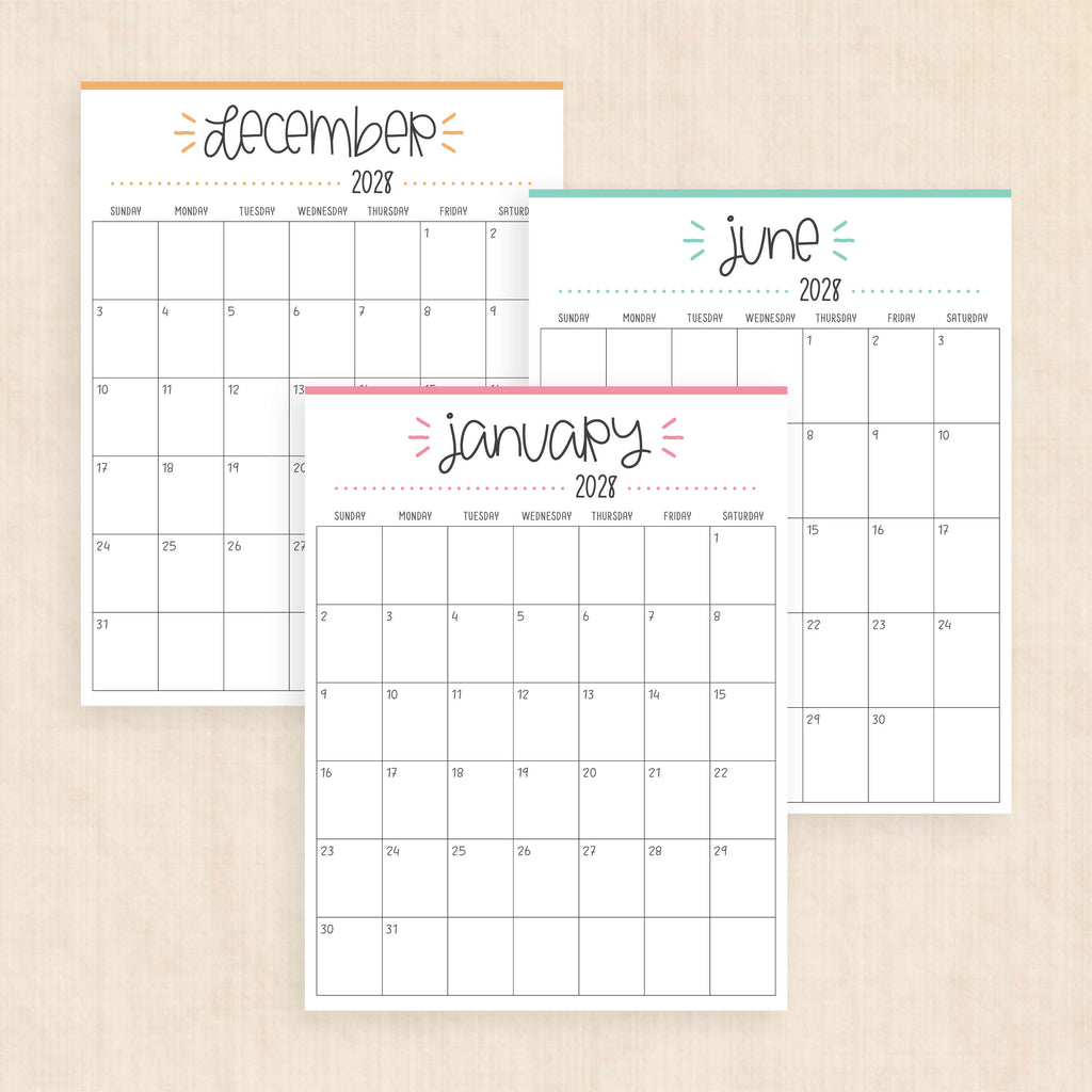 2028 calendar printable