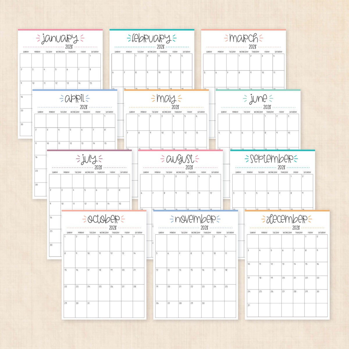 2028 calendar printable