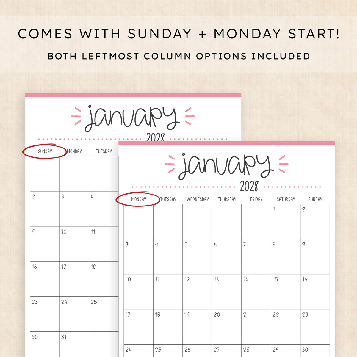 2028 calendar printable