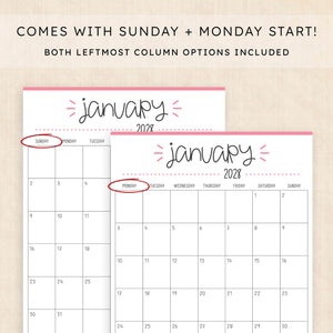 2028 calendar printable