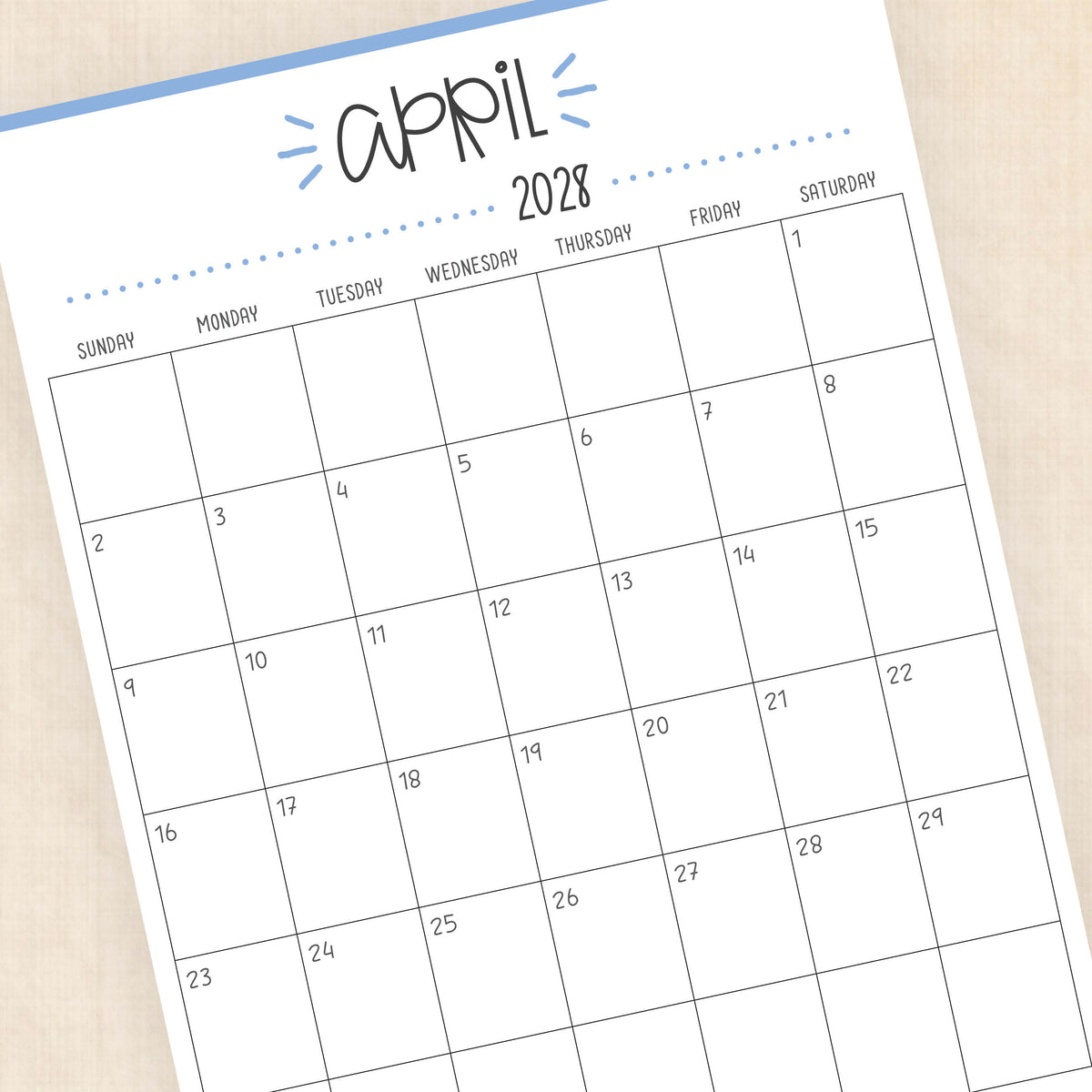 2028 calendar printable