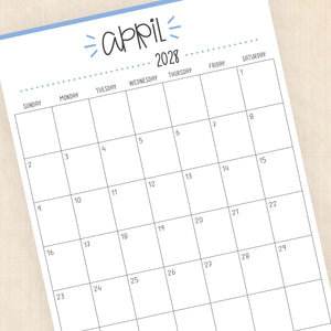 2028 calendar printable