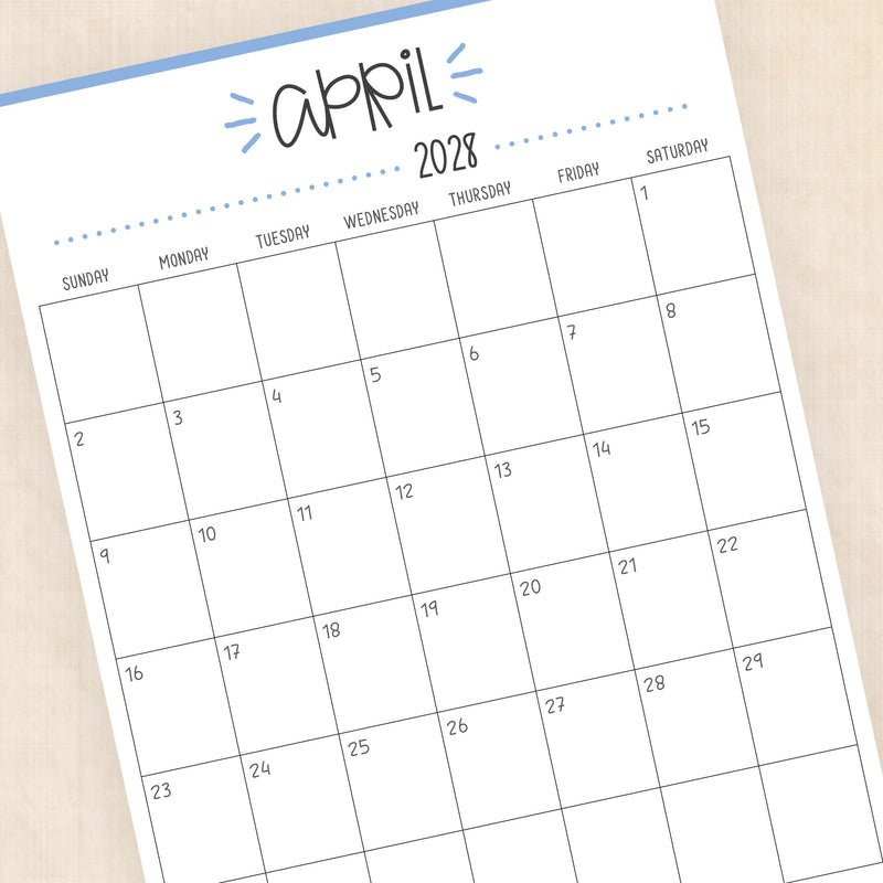 2028 calendar printable