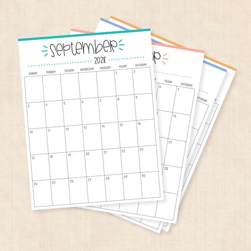 2028 calendar printable