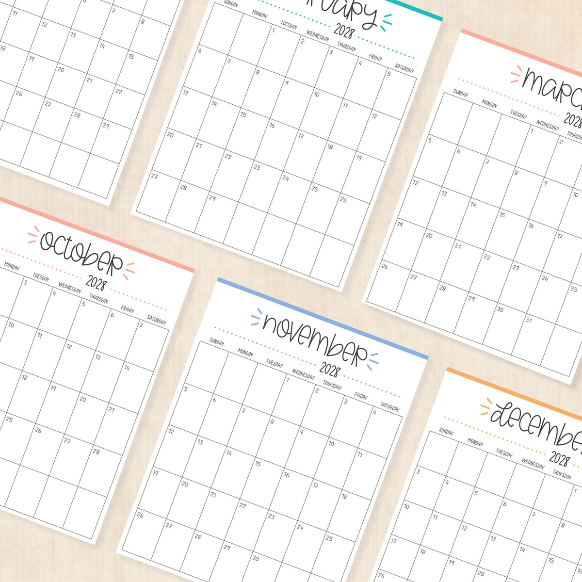 2028 calendar printable