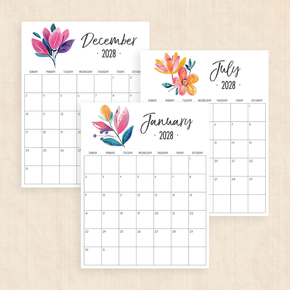 2028 calendar printable