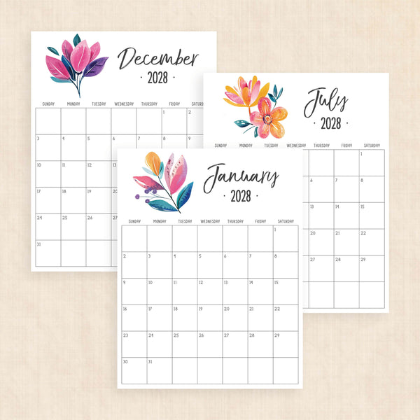 2028 calendar printable