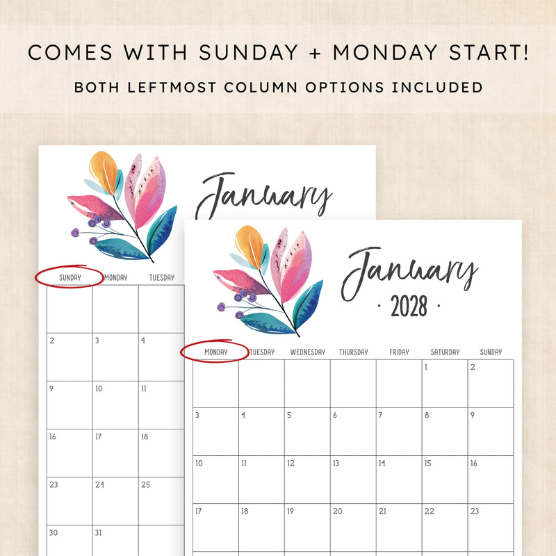 2028 calendar printable
