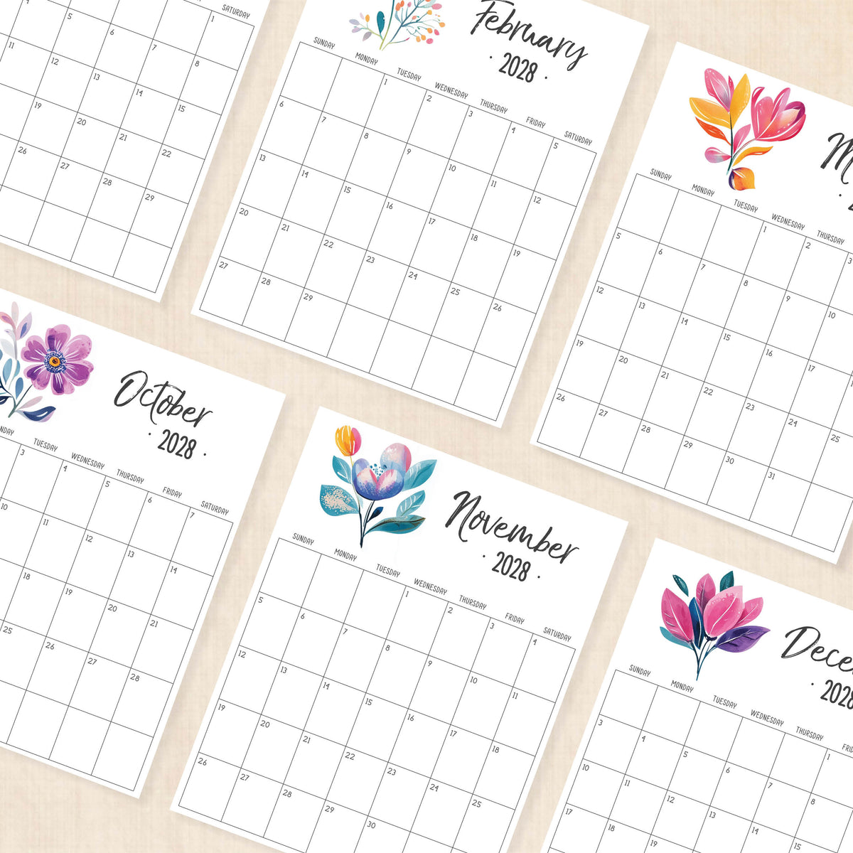 2028 calendar printable