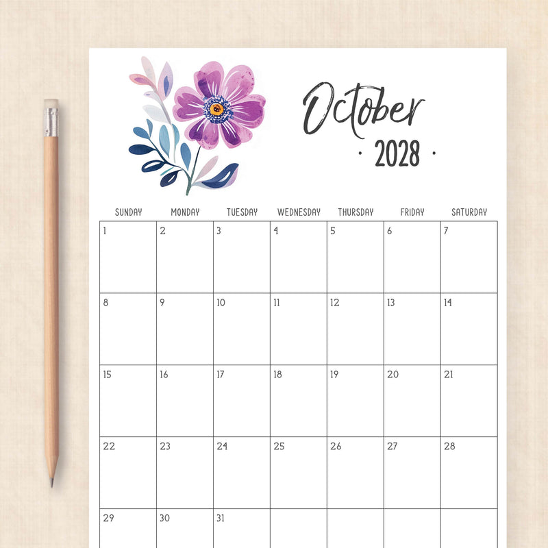 2028 calendar printable