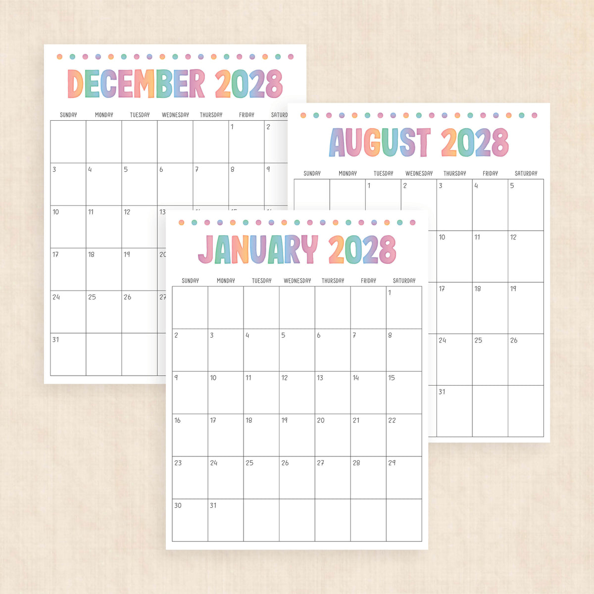 2028 calendar printable