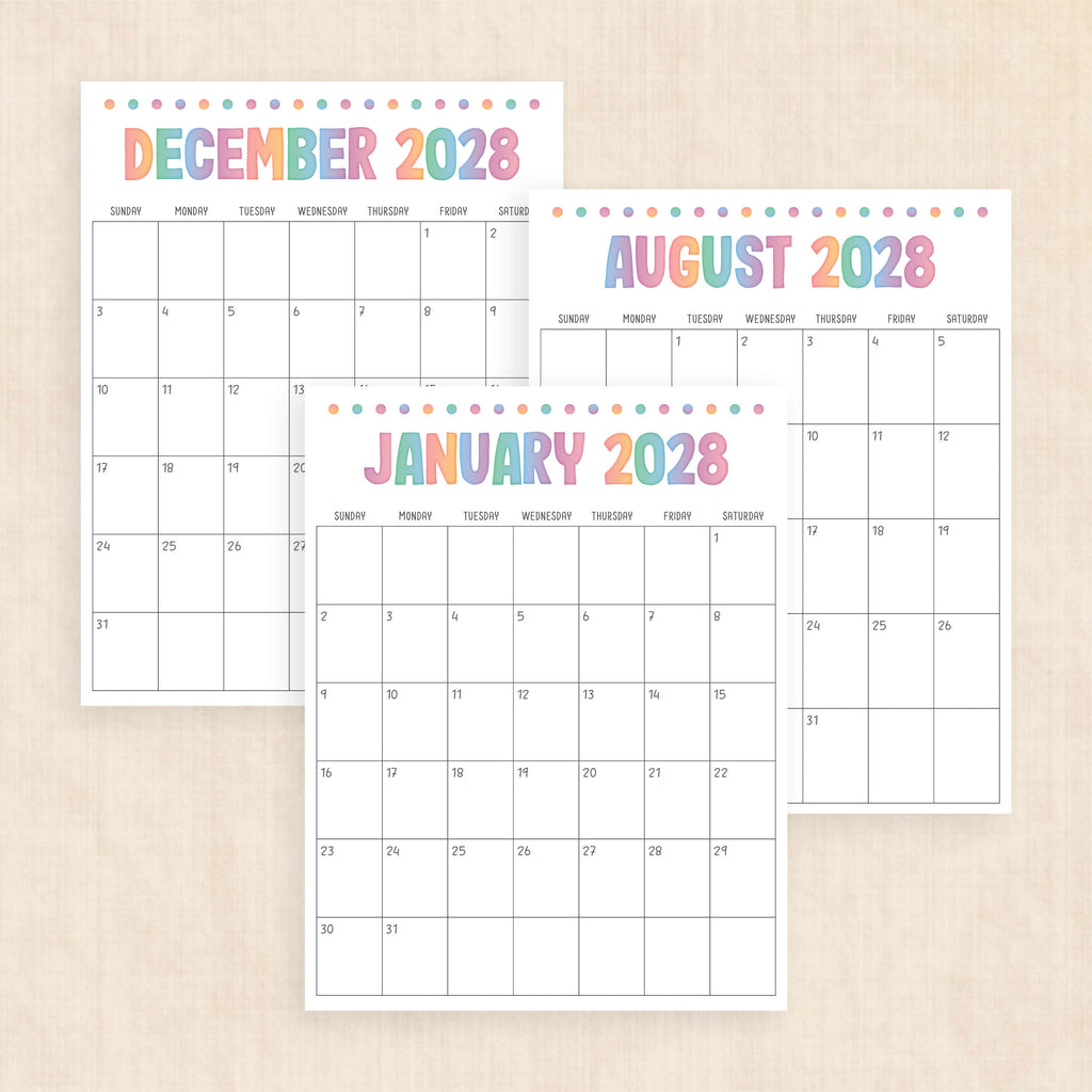 2028 calendar printable