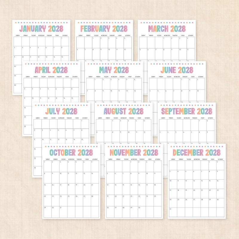 2028 calendar printable