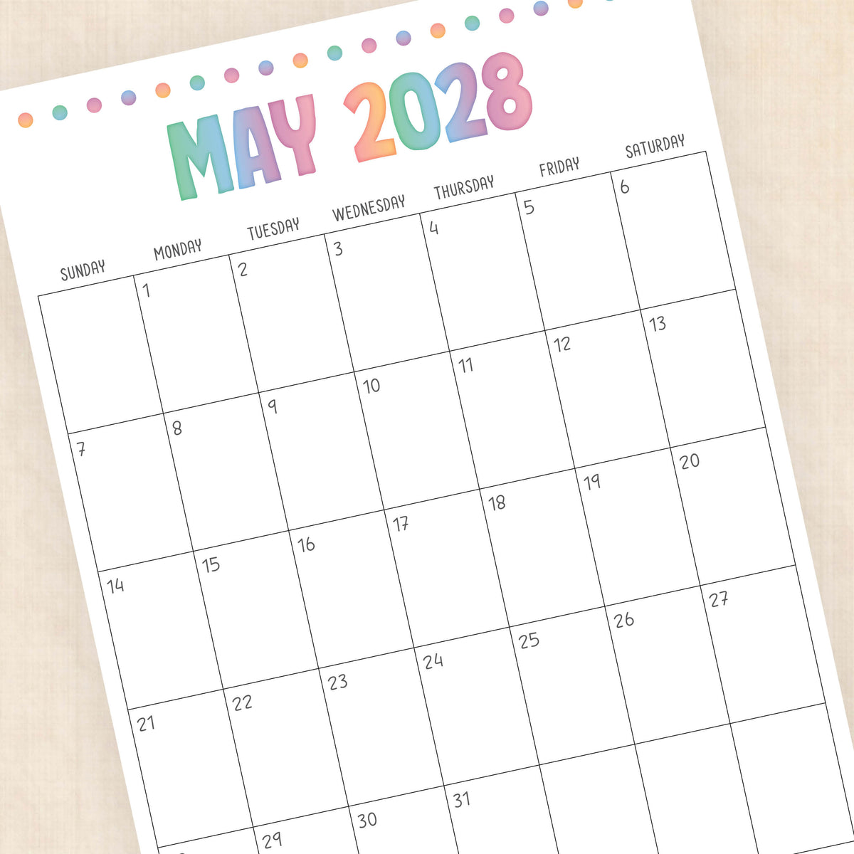 2028 calendar printable