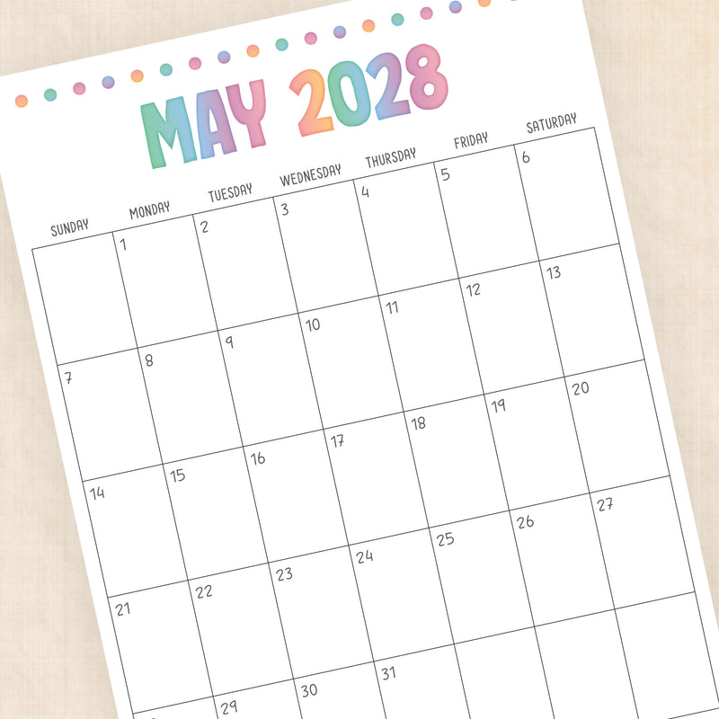 2028 calendar printable