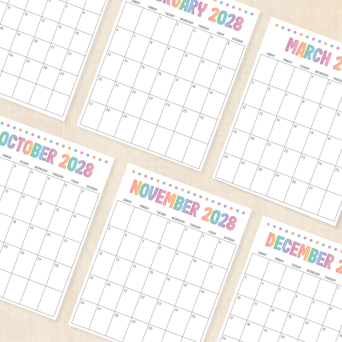 2028 calendar printable