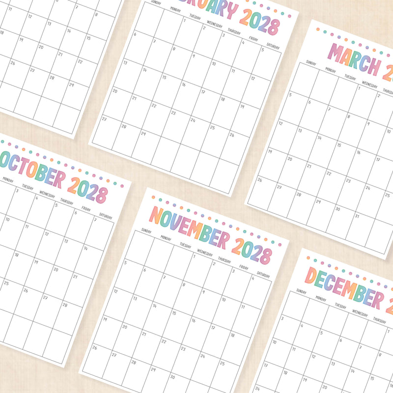 2028 calendar printable