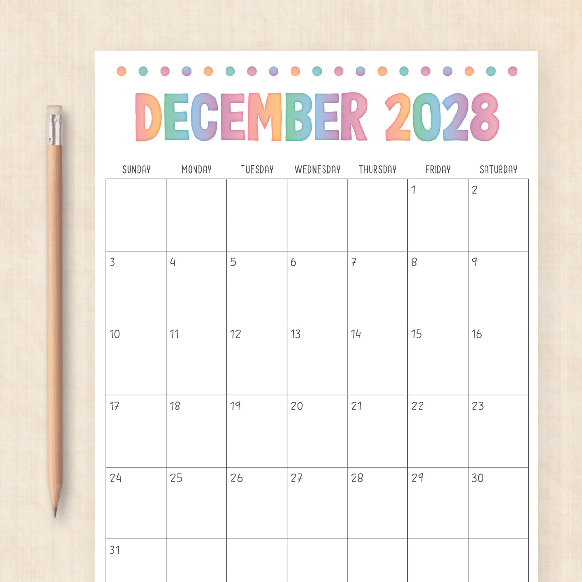 2028 calendar printable